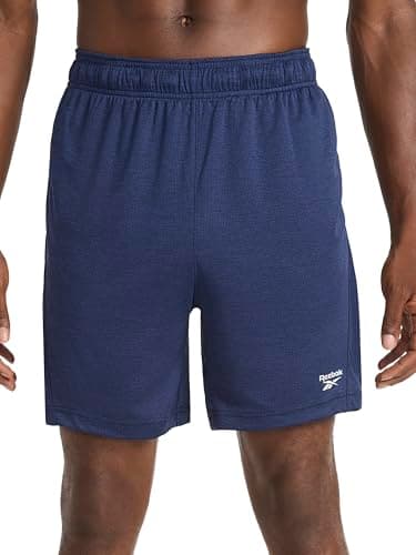 Image of Reebok Mens Viper 2.0 7” Short, Standard Fit, Lightweight Poly Grid Mesh Fabric, Vector Navy Heather, Medium
