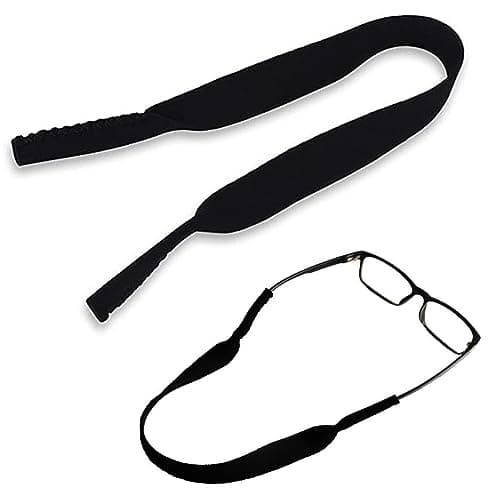 Image of RUOJLING 2 Pack Sports Band for Glasses, Sunglasses - Neoprene Elastic Cord Retainer Strap Band, for Outdoor Hiking, Running, Swimming, Jogging, Skiing - Men, Women, Kids (Black)
