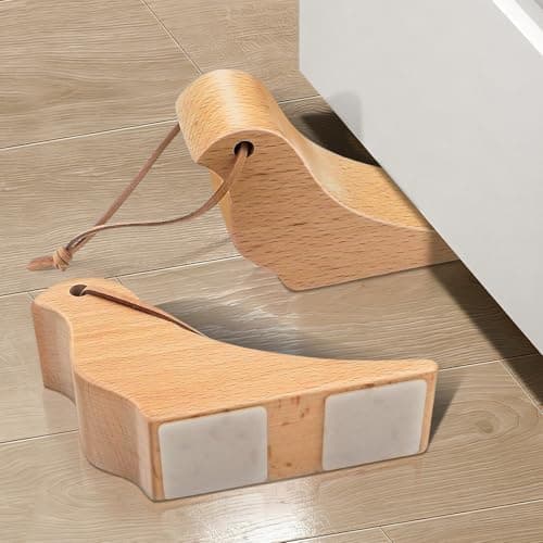 Image of Door Wedge, 2 Pack Wooden Door Stop, Non-Slip Door Stoppers for Floor, Beech Wood Door Wedges Indoors Decorative Cute Doorstop Wedge, Bird Shaped