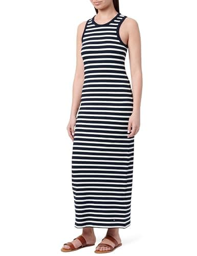 Image of Tommy Hilfiger Women’s Slim Fit Midi Dress, Multicolor (Dark Night Navy/Ecru STP), XL