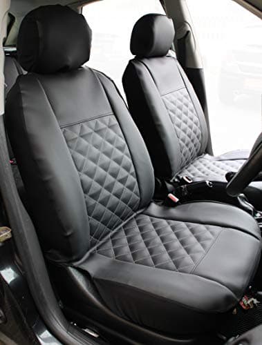 Image of Carseatcover-UK Knightsbridge Leather Look Front Pair - Universal Car Seat Cover Set with seaparate headrest covers |Hard Wearing & Durable Quilted Fabric| Car Accessories Interior| Airbag Friendly