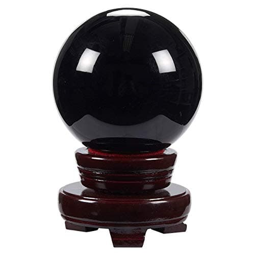 Image of Juvale Black Obsidian Crystal Ball on Wooden Stand with Decorative Box, Small, 80mm