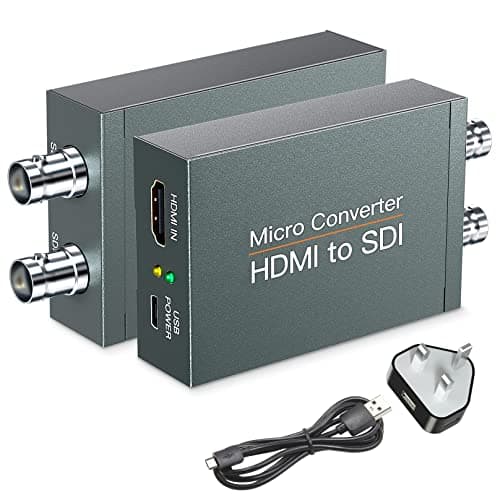 Image of HDMI to SDI Converter, HDMI to 3G-SDI/HD-SDI, Audio Embedder 2 Way SDI Converter Dual SDI Output Adapter Support 1080P for Camera Home Theater