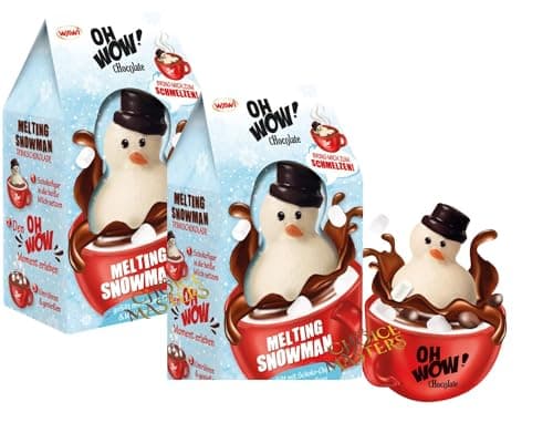 Image of Melting Snowman Hot Chocolate Gift Box - Filled with Milk Chocolate Chips and Mini Marshmallows - 2 pack (2 x75g) - Stocking Filler Secret Santa Gift