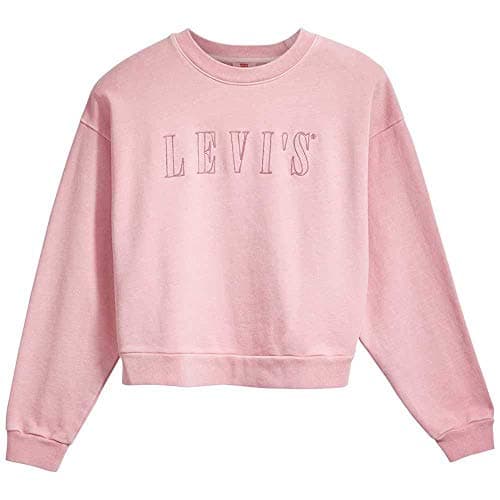 Image of Levi's Women's Graphic Diana Crewneck Sweatshirt Serif Outline Garment Dye Blush (Red) L