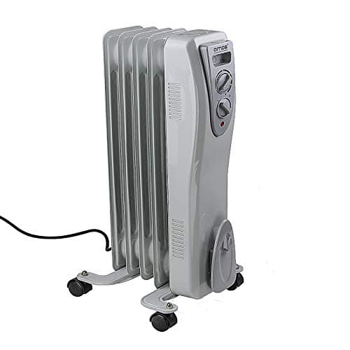 Image of AMOS Oil Filled Radiator 5-Fin 1000W with Adjustable Thermostat Home Office Portable Electric Heater