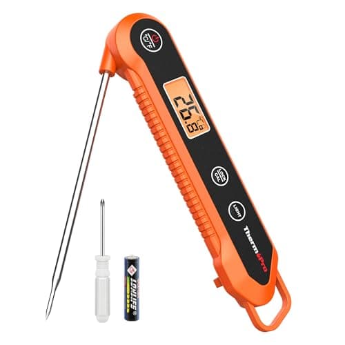 Image of ThermoPro TP03H Meat Thermometer with IPX6 Waterproof, Food Thermometer Foldable Food Temperature Probe with LCD Backlight Calibration Lock Fuction, Kitchen Digital Instant Read Probe for Oil Jam Milk