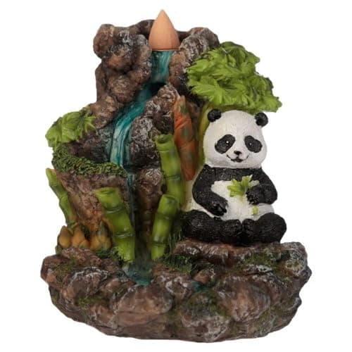 Image of Puckator Bamboo Waterfall Panda Backflow Incense Burner - Home Zen Meditation Decor Accessories - Incense Waterfall Cone Burner - Spiritual Feng Shui Gothic Goth Relaxation Gifts Gift Desk Ornaments