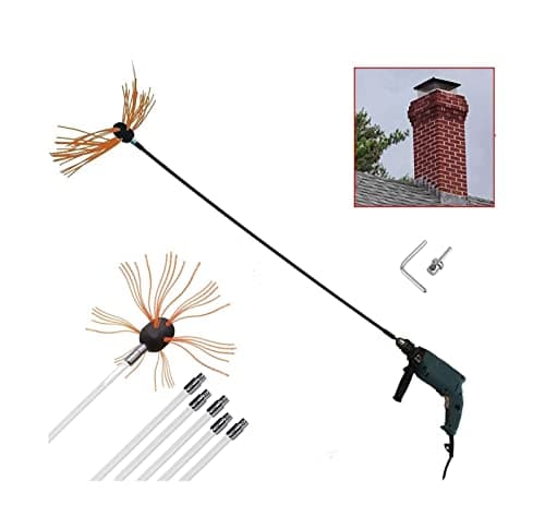 Image of GAOSHI Chimney Sweeper Drill Powered Cleaning Kit Rotary Cleaner Brush Sweeping Brush 12m Fireplace Crown Reinforced Nylon Flexible Rods Chimney Cleaning Kit (Color : Orange, Size : 6 m)