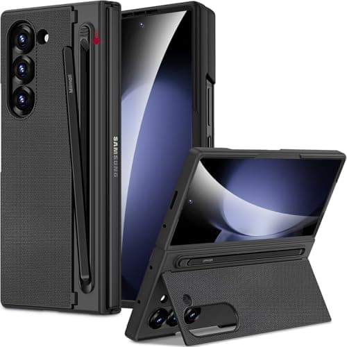 Image of Miimall for Samsung Galaxy Z Fold 5 Case with S Pen, [Foldable Kickstand] [Wireless Charging] [Built-in Screen Protector], Slim Non-slip Shockproof Full Body Cover for Samsung Fold 5-Black