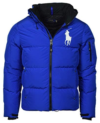 Image of Polo Ralph Lauren Men's Big Pony Hooded Down Puffer Jacket - S - Blue