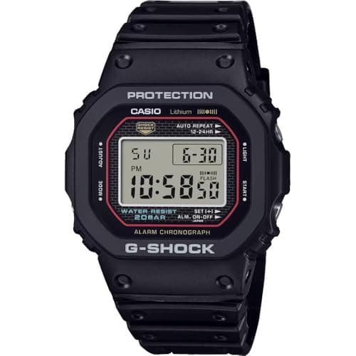 Image of Casio G-Shock Analogue Quartz Watch with Stopwatch, Countdown Timer, Alarm, Light, Black Resin Case, Plastic Strap, 200m Water Resistance, DW-5000R-1AER