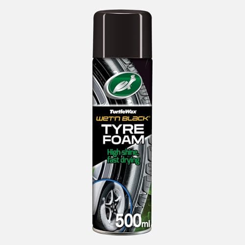 Image of Turtle Wax 53145 Wet & Black Tyre Dressing Foam Car Wheel Shine No Sling 500ml Aerosol