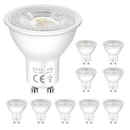 Image of GU10 LED 5W Spotlight Bulbs, Cool White 6500K, Energy Saving LED Bulb, Equivalent 50W Halogen Spot Bulbs, 500LM, 120° Wide Beam, Non-dimmable, for Track Lights, Recessed Lights, Spotlights, 10 Pack