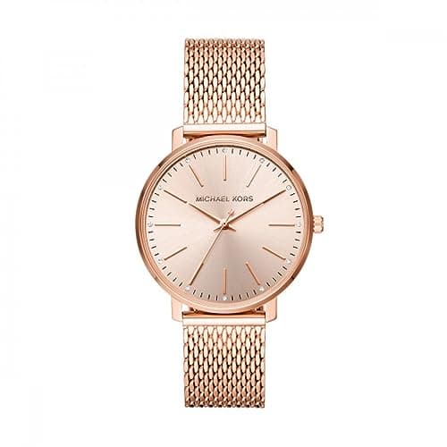 Image of Michael Kors Pyper Quartz Watch with Rose Gold-Tone Mesh Stainless Steel Strap foe Womens MK4340