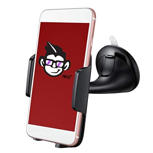 Image of IWIO Car Mount Universal Mobile Phone Car Holder for Windshield and Dash Universal compatible with Motorola Moto G8 Power 2020 - BLACK