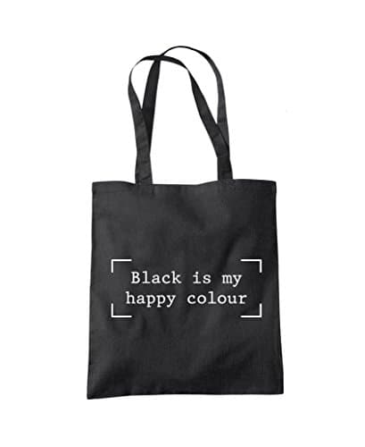 Image of Black is my Happy Colour - Tote Shopping Bag - Funny Goth Teen Always Wearing One size black
