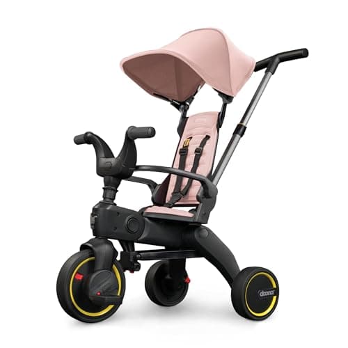 Image of Doona Liki Baby Trike S1, Blush Pink Foldable Trike with Parent Handle, Multi-Position Recline, Durable Wheels, UPF 50+ Canopy, Tricycles for 1-3 Year Olds, Perfect for Toddlers