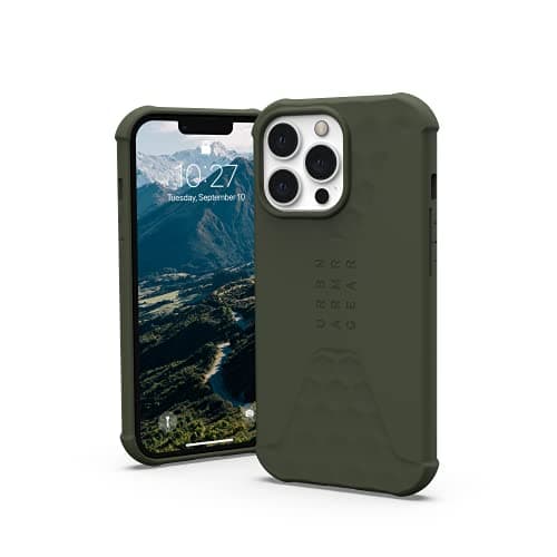 Image of URBAN ARMOR GEAR UAG Designed for iPhone 13 Pro Case Green Olive Ultra-Thin Shock-Absorbent Sleek Soft Touch Silicone Standard Issue, 6.1 inch Screen