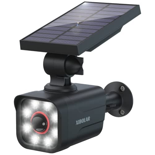 Image of Xibolar Solar Security Light Outdoor, Solar Motion Sensor Lights IP66 Waterproof, Solar Powered Wall Lights with Dummy Camera for Garden Fence Garage Pathway