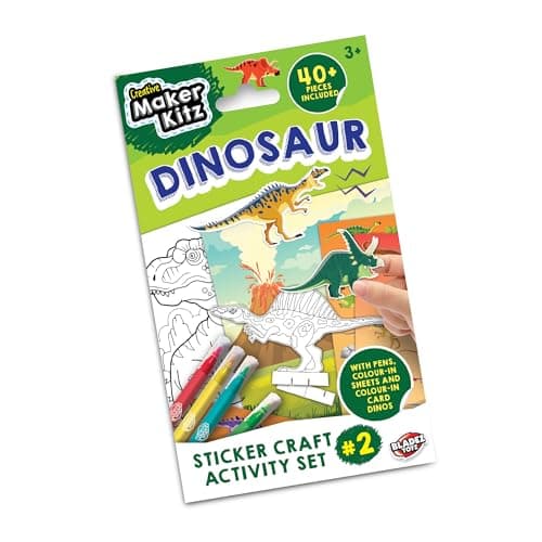 Image of Bladez Toyz Dinosaurs Sticker Activity Set - Creative Fun with Stickers & Colouring - Stickers for Children with Mini Card Scene & Pens - Perfect for Party Bags - 6 Pack