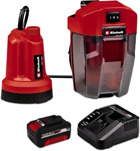 Image of Einhell Power X-Change 18V Cordless Clean Water Pump with Battery and Charger - Submersible Pump for Emptying Pools and Hot Tubs, Flat Suction Up to 1 mm, 4500 l/h, 0.8 Bar - GE-SP 18 LL Li Kit