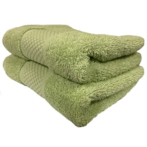 Image of Sue Rossi Guest Towels 30 x 50cm Set Of 2, Organic Turkish Combed Cotton, 600gsm Thick, Soft & Absorbent Bathroom Or Kitchen Small Hand Towel, Face Cloth (Sage Green, 2)