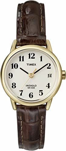 Image of Timex Ladies Watch T20071Pf with White Dial and Brown Leather Strap