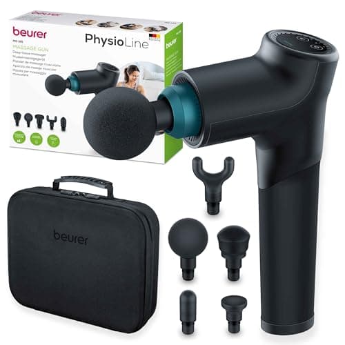 Image of Beurer MG185 Massage Gun, Deep Tissue Massager with 5 Attachments, Delivers a Powerful Trigger Point Massage to Relieve Tension, Handheld Massager with 9 Intensity Levels, Rechargeable Battery