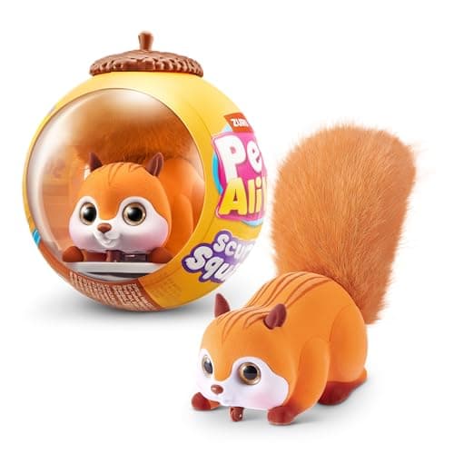Image of Pets Alive Scurry'n Squirrel (Orange) by ZURU – Interactive Robotic Pet Toy, Moving Squirrel with Realistic Movements and Sounds, Ages 2+, Child Toddler