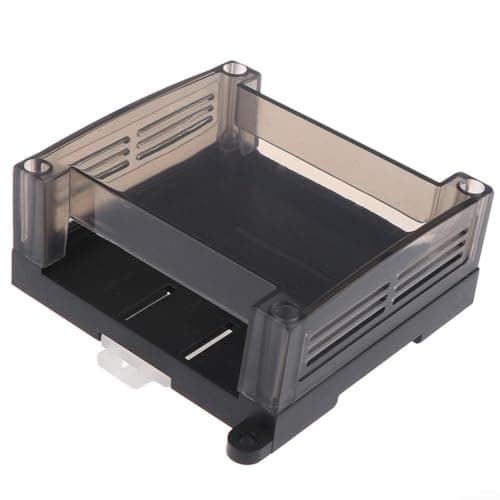 Image of DIN Rail Enclosure, 95x90x40mm Plastic Case for PLC, Transparent Cover Mount, Industrial Control Box, Dust Resistant Design for Automation Systems
