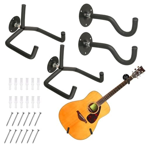 Image of Yumzeco 2PCS Guitar Wall Mount Horizontal Hanger, Acoustic Classical Guitar Hooks Wall Hangers Rack Stand, Metal Guitar-Holder Bracket Display Mount for Guitar-Banjo Mandolin