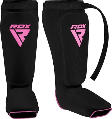Image of RDX Shin Guards Kickboxing Muay Thai, SATRA Approved, MMA Leg Instep Protection Pads, Sparring Training Martial Arts Boxing, Elasticated Padded Protector, karate BJJ Taekwondo Gear