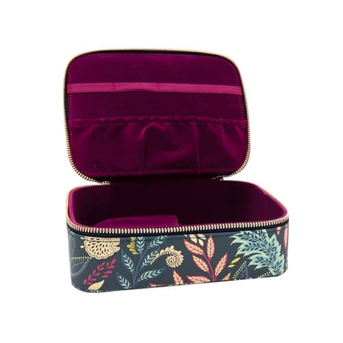 Image of Sara Miller London Savannah Faux Leather Tech Organiser Case – Travel Cable & Cord Storage with Velvet Lining, Zip Closure