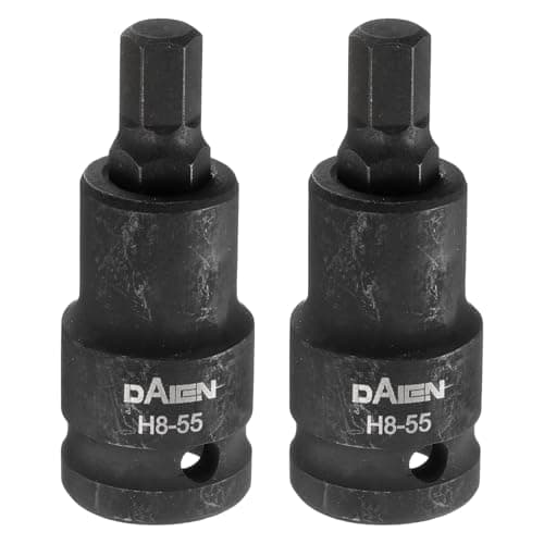 Image of sourcing map 2pcs H8 Hex Bit Socket 55mm/2.17" Length 1/2" Square Drive Metric Extension Impact Bit Power Nut Driver Set S2 Steel Socket Ratchet Wrench Bits, Black