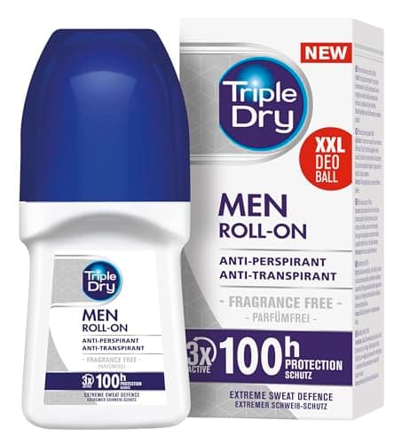Image of Triple Dry Men | Fragrance-Free Anti-Perspirant Roll On 50ml | 100-Hour Protection Against Excessive Sweating | Fights Odour | Triple Active Formula | Clinically Proven | Male