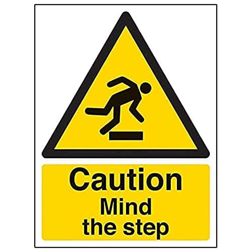 Image of V Safety Warning General - Caution Mind the Step - 150 x 200 mm Safety Sign