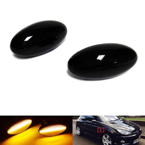 Image of 2x Black Smoked Lens Side Indicator Amber LED Marker Repeater Light For Berlingo C1 C2 C3 Picasso C5 C6 Dispatch Jumpy SpaceTourer Xsara 107 108 206 301 307 407 607 Expert Traveller Partner Rifter