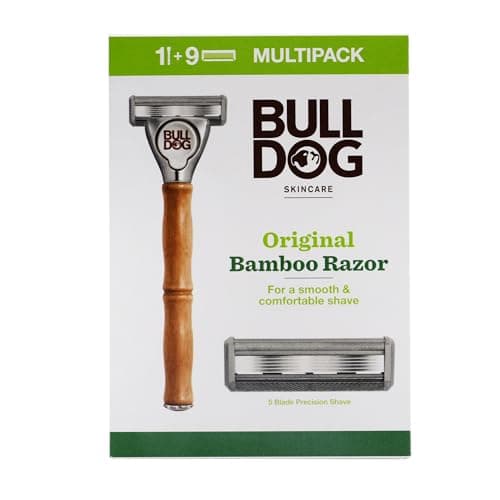 Image of BULLDOG Skincare - Original Bamboo Razor Multipack, Smooth Glide Razor Handle Plus 9 Blade Refills for Men