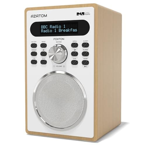 Image of DAB/DAB+ & FM Digital Radio | Simple Controls | Dual Alarms & Sleep Timer | Mains Powered | Bluetooth | USB Device Charging | Perfect for Home, Office or Outdoors | AZATOM Foxton FX2 (Oak)