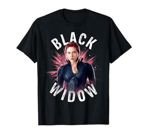 Image of Avengers Endgame Black Widow Space Poster Graphic Tee T-Shirt