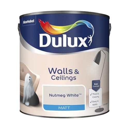Image of Nutmeg White Walls & Ceilings Matt Emulsion Paint 2.5L – Smooth Creamy Finish, Quick Dry, Low VOC, Easy Application for Interior Walls & Ceilings