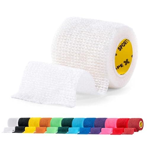 Image of SPORTTAPE Football Sock Tape, 5cm x 4.5m, White- Self-Adhesive Cohesive Bandage, Compression Wrap & Sports Stretch Tape for Ankles, Joints, Socks, Vet & Pet Wrap for Dogs, Horses - Single Roll