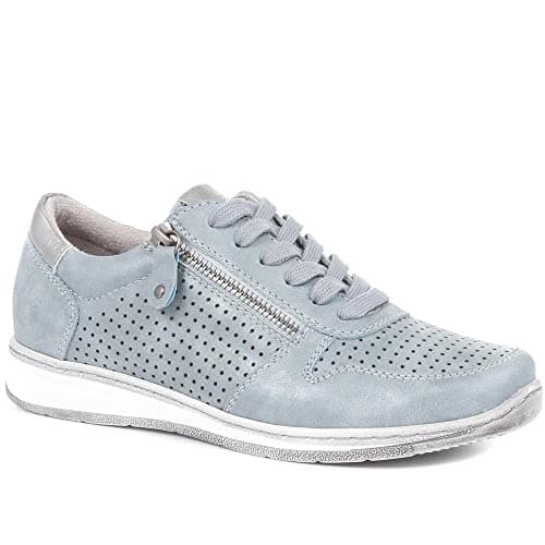 Image of Pavers Women's Breathable Lace-Up Trainers in Denim - Shoes with Supportive Insole & Metallic Accents - Ladies Sports Footwear - Size UK 7 / EU 40