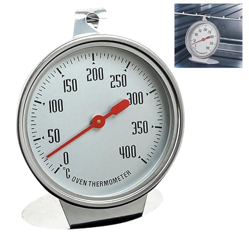 Image of Stainless Steel Oven Thermometer,Oven Cooking Thermometer Kitchen Thermometers Large Dial Grill Monitoring Cooking Thermometer with Scale 0-400℃ for Home Kitchen BBQ Baking