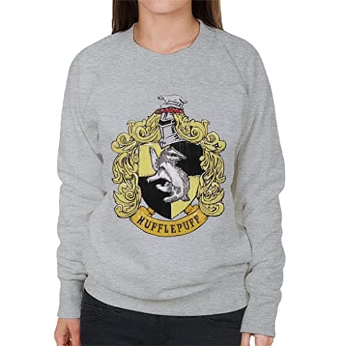 Image of All+Every Harry Potter Hufflepuff House Crest Women's Sweatshirt Heather Grey