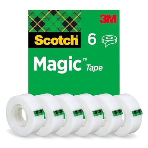 Image of Scotch Magic Tape, 6 Rolls, 19 mm x 33 m - General Purpose Sticky Tape for Document Repair, Labelling & Sealing