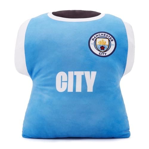 Image of Man City FC Officially Licensed Kit Cushion (40cm x 40cm): The 'Cityzens' Essential for Home & Away Match-Day Comfort. Perfect for Supporters Young and Old Manchester City 'Citeh' Fans