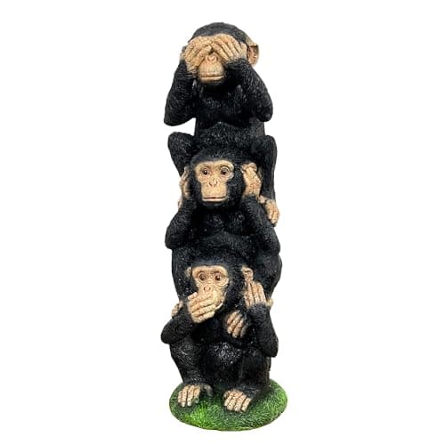 Image of Alfie Francis 29.8cm Tall Tower of Monkeys Ornament See Speak Hear No Evil 3 Wise Figurine Statue Sculpture Gorilla Chimp