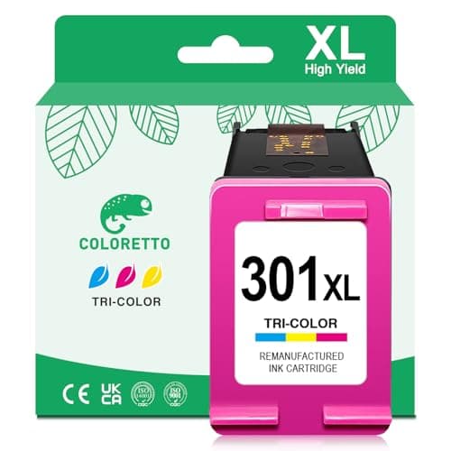Image of COLORETTO 301 Ink Cartridge Colour for HP 301 XL Envy 5530 5532 4500 4502 4504 4507 Deskjet 3055A 2540 2542 3050A OfficeJet 2620 2622 4630 Printer Ink for 301XL Colour Replacement
